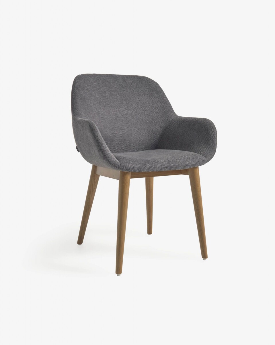 Silla Konna - gris oscuro patas de madera maciza de fresno 