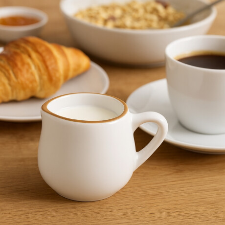 Cremera Redonda con Asa Artisan 85 ml Beige Porcelana Corona Cremera Redonda con Asa Artisan 85 ml Beige Porcelana Corona