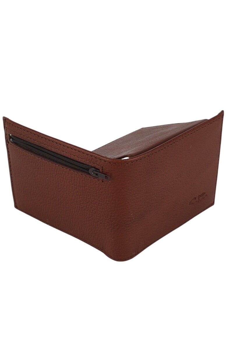 Billetera con visor y cierre Marrón