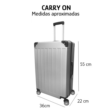 Valija CarryOn Rígida Ruedas 360 Candado Esquinas Reforzadas Gris
