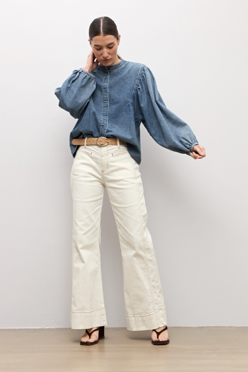 Camisa de jean mangas abullonadas jean medio