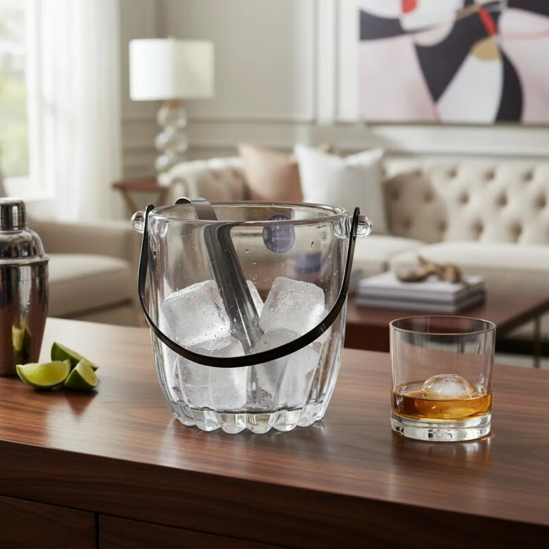 Hielera De Vidrio Con Asa De Metal Y Pinza - X-ICE Hielera De Vidrio Con Asa De Metal Y Pinza - X-ICE