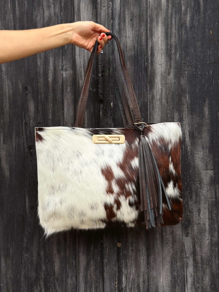 Cartera Madison Piel - Blanco y Marron 