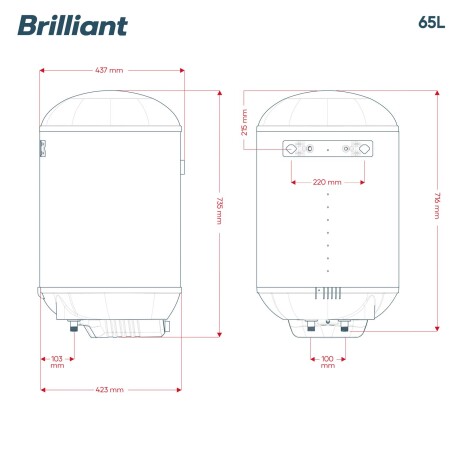 TERMOTANQUE BRILLIANT 65LITROS BREV65WH