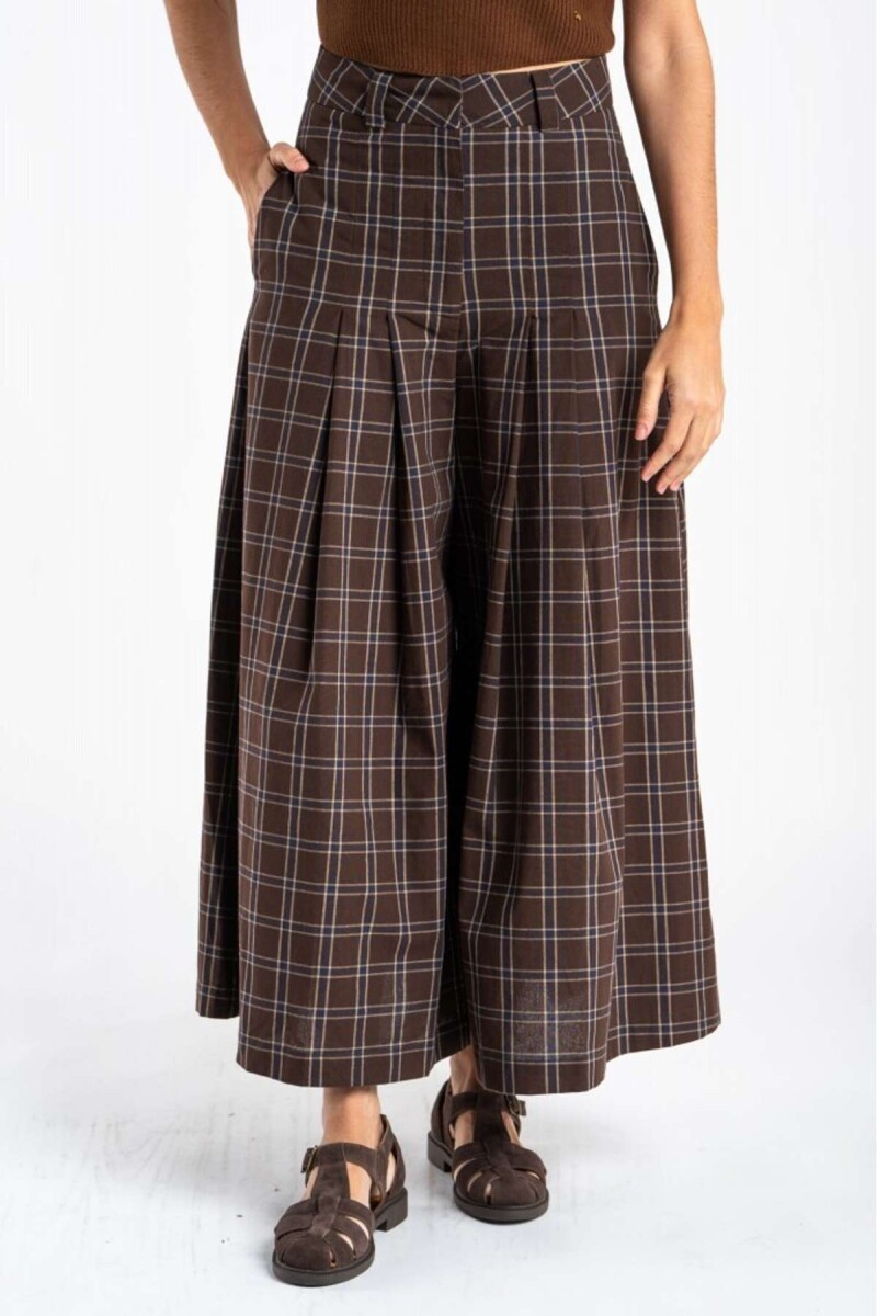 Pantalón Extra Wide Cuadros - Marino 
