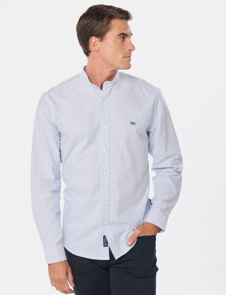 CAMISA MAO OXFORD A RAYAS Celeste