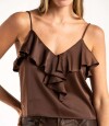 Musculosa Volado Saten Chocolate