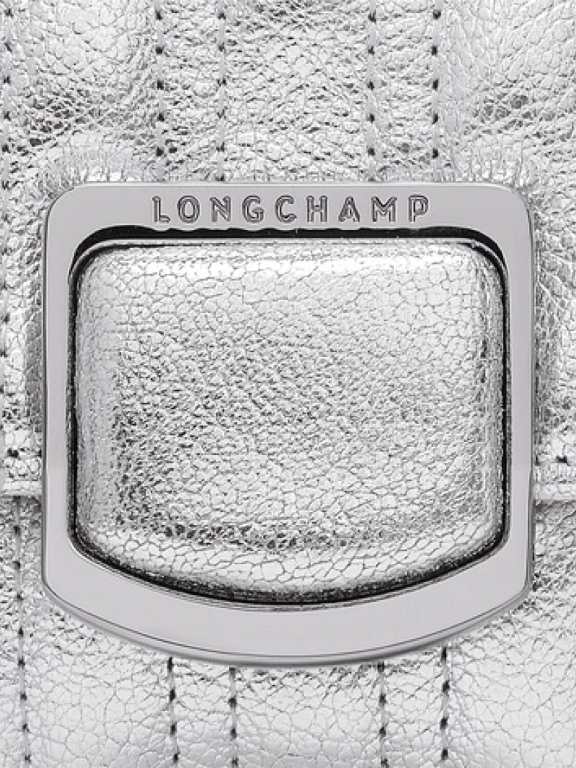 Longchamp -Sobre de cuero con solapa, Brioche Plateado