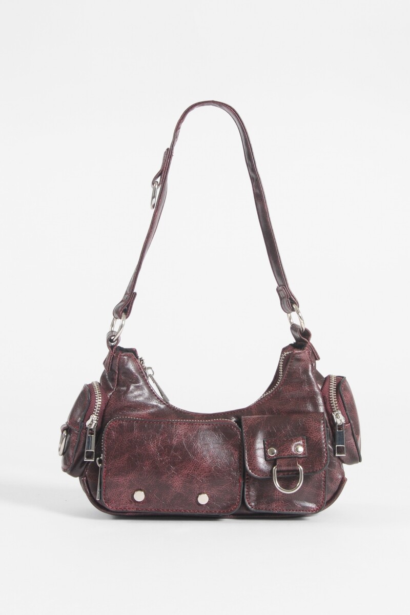 Cartera de hombro bolsillos bordo