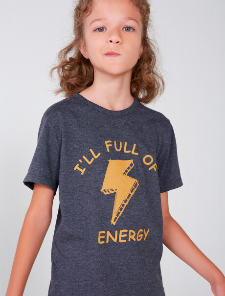 CAMISETA DE NIÑO MANGA CORTA ESTAMPADA GRIS OSCURO