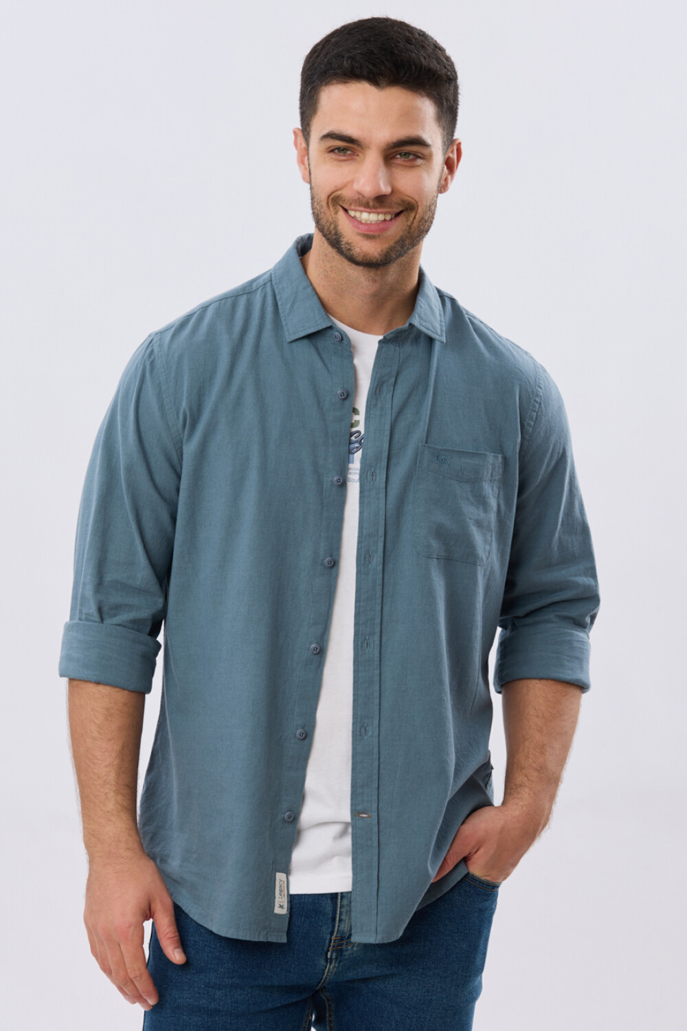 CAMISA LISA DE LINO Piedra