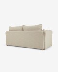 Sofá cama Tanit blanco y patas de madera maciza de haya con acabado natural 210 cm