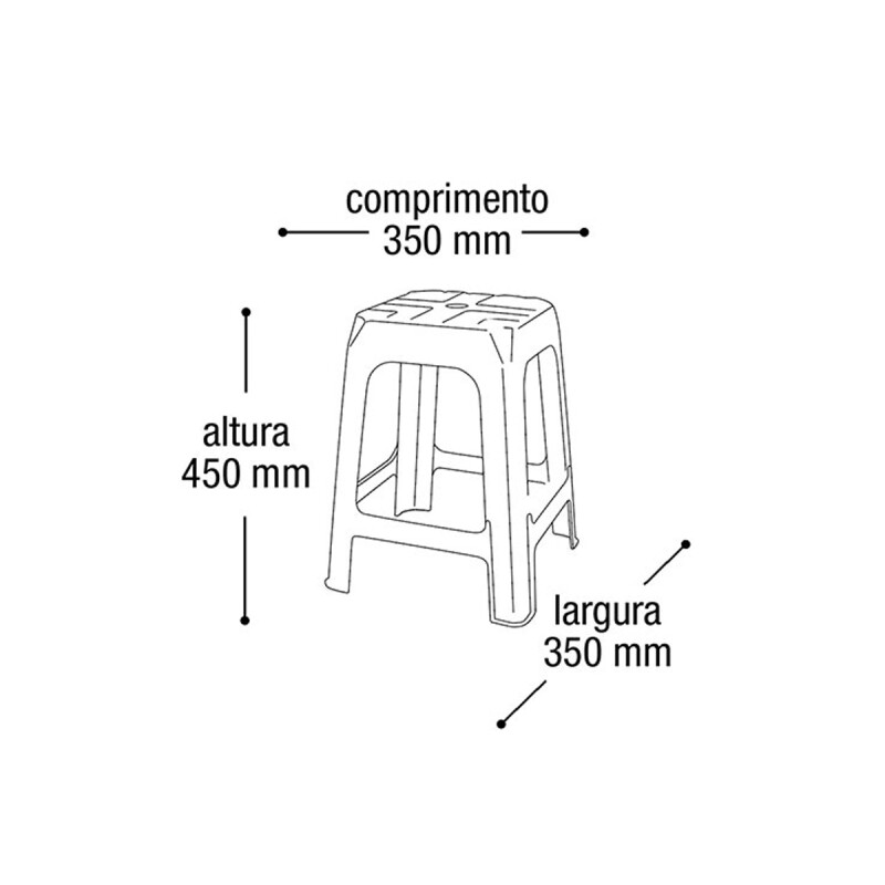 Banqueta apilable de plástico resistente NEGRO