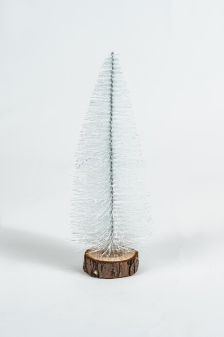 Deco Navidad Pino Nieve Con Base De Madera Blanco