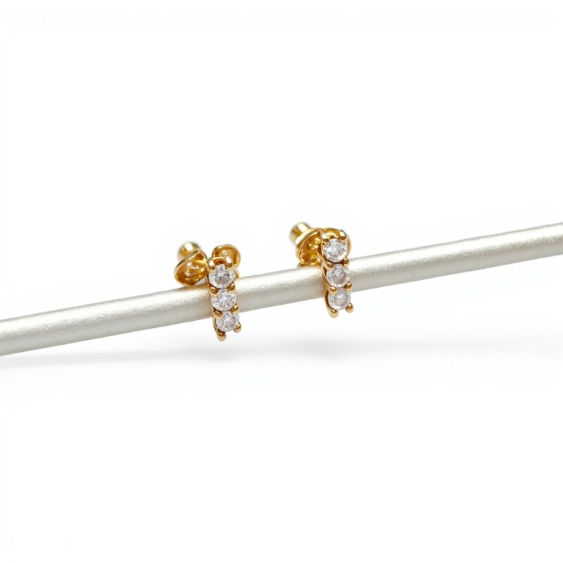 Caravanas Trinity de oro- Oro bajo - Zirconia- CA8147 conpiedra