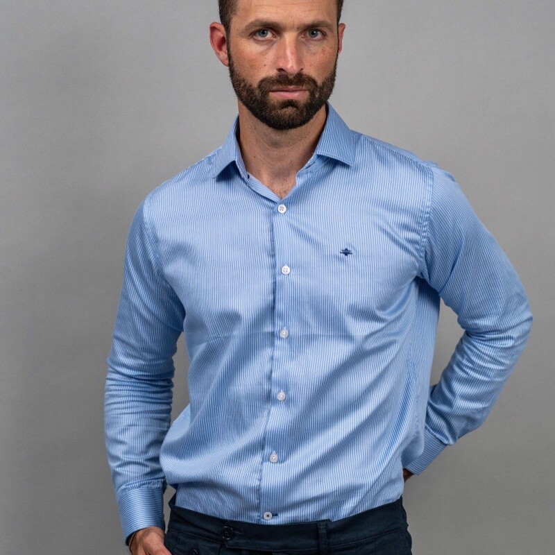CAMISA LUXURY CELESTE RAYADO