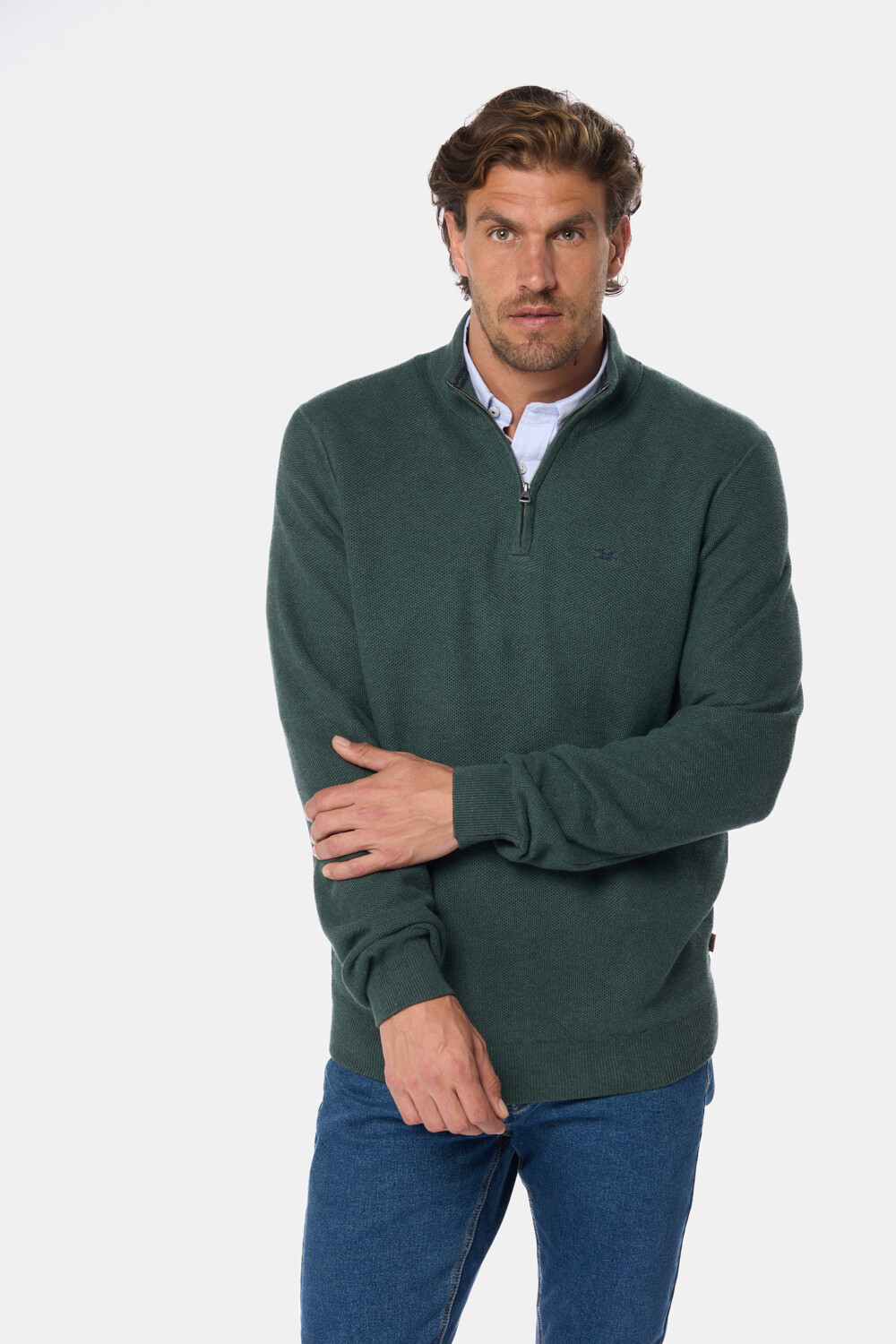 BUZO TEXTURADO MEDIO CIERRE Verde