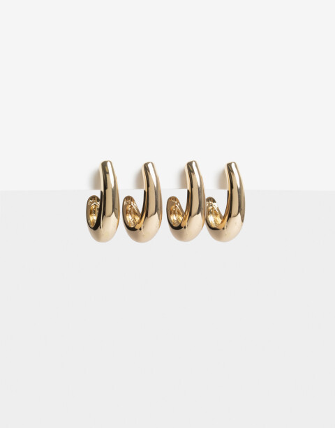 Aros Argollas Set Metal Aros Argollas Set Metal Bold De La Línea Stay Golden. - Dorado