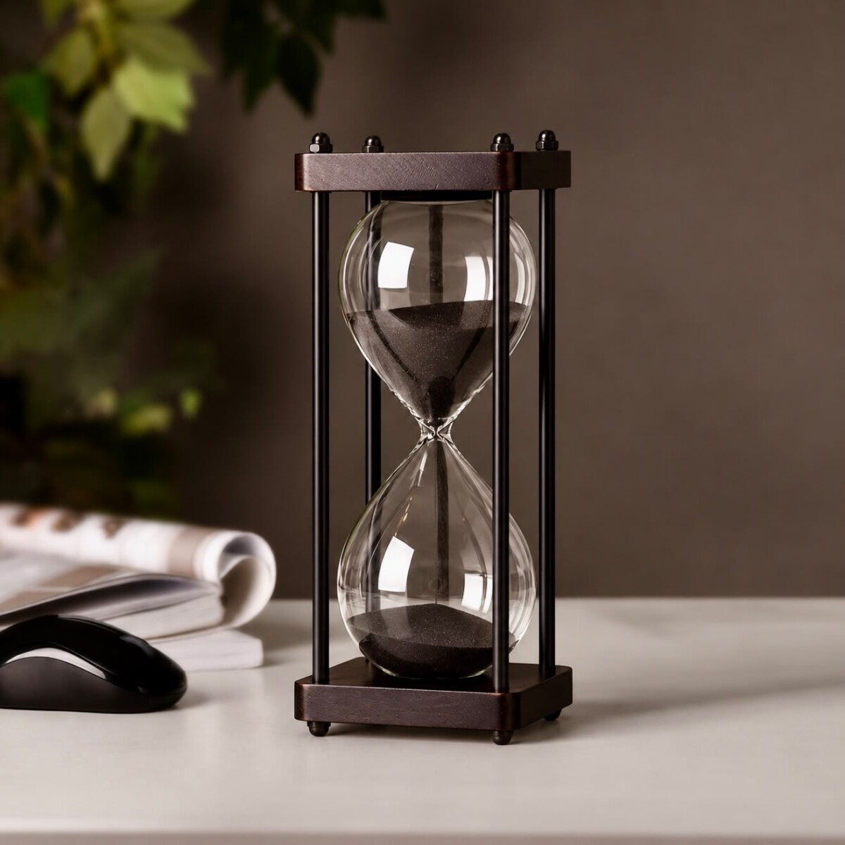 Reloj de Arena Decorativo Clásico Negro - 60 minutos 