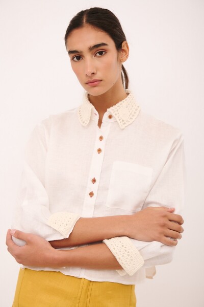 PRE VENTA CAMISA AZAR CROCHET Blanco