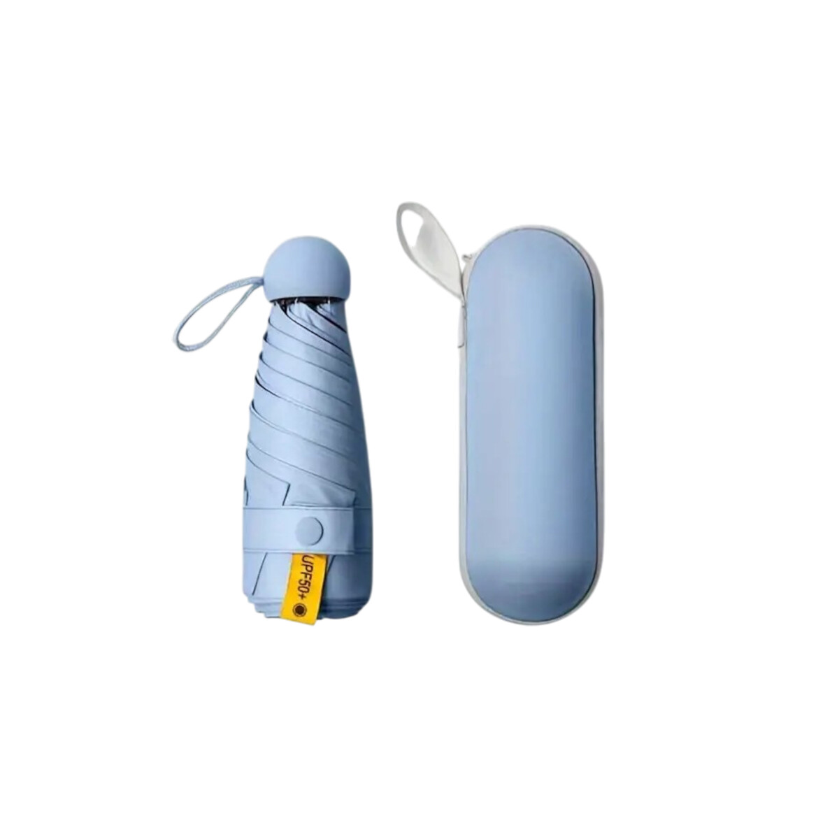Paraguas plegable con mango y estuche colores pastel - Azul Claro 