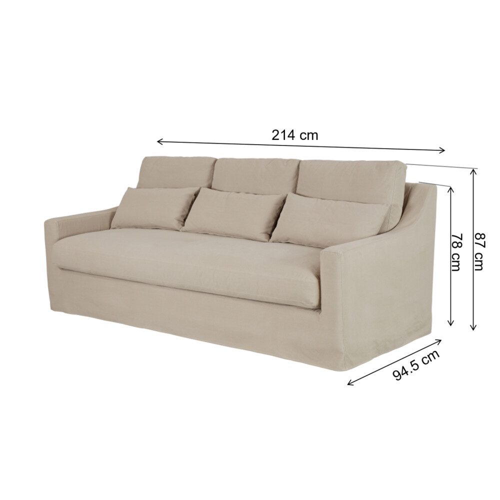 SOFÁ 3 CUERPOS TELA VERDE SINGAPUR KHAKI