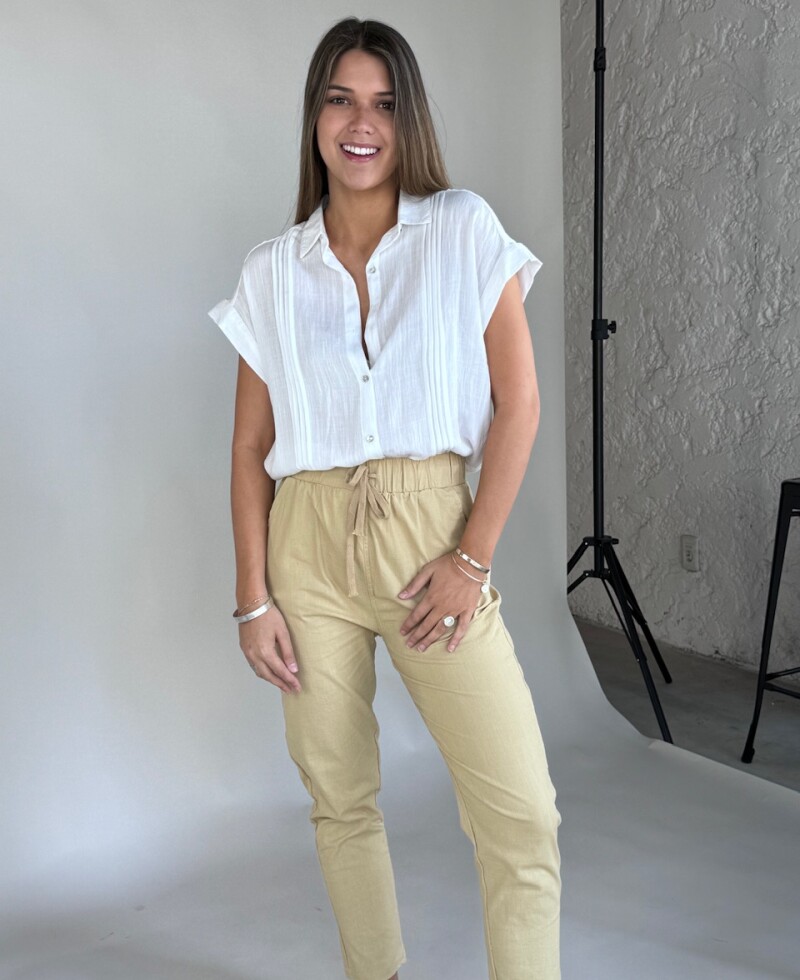 Pant lino beige medio