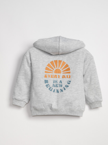 Campera Deportiva Estampa Sol gris melange