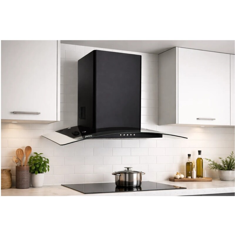 Campana Petra De Vidrio 60cm Color Negro Premium Kit Instal Negro Campana Petra De Vidrio 60cm Color Negro Premium Kit Instal Negro