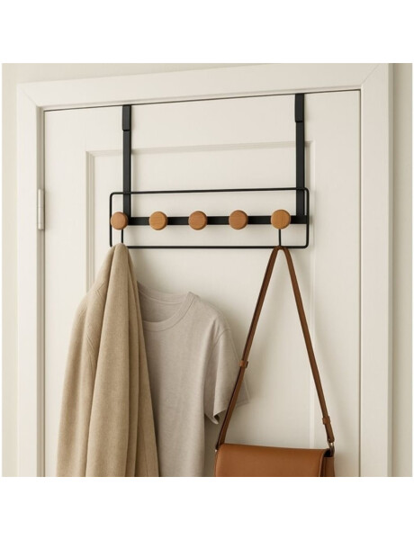 PERCHERO P/PUERTA 5 COLGADORES NATURAL/NEG. PERCHERO P/PUERTA 5 COLGADORES NATURAL/NEG.