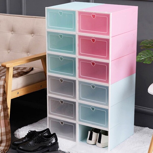 Caja Zapatos Zapatera Transparente Organizador Apilable Color Variante Blanco