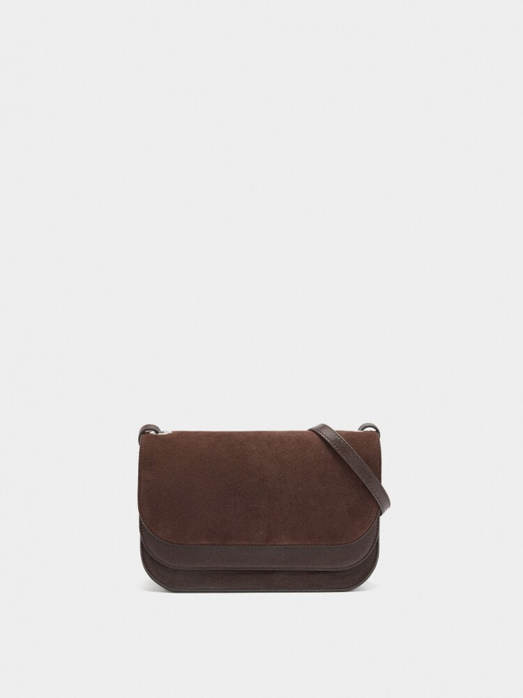 Bolso Bandolera Con Solapa Doble marron