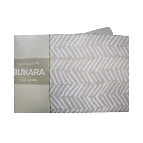 Juego Sábanas 2 plazas Bukara 100% Microfibra 254-2 ZIG ZAG BEIGE