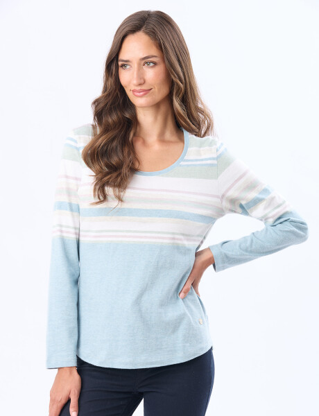 REMERA RAYADA DE ALGODÓN Pistacho