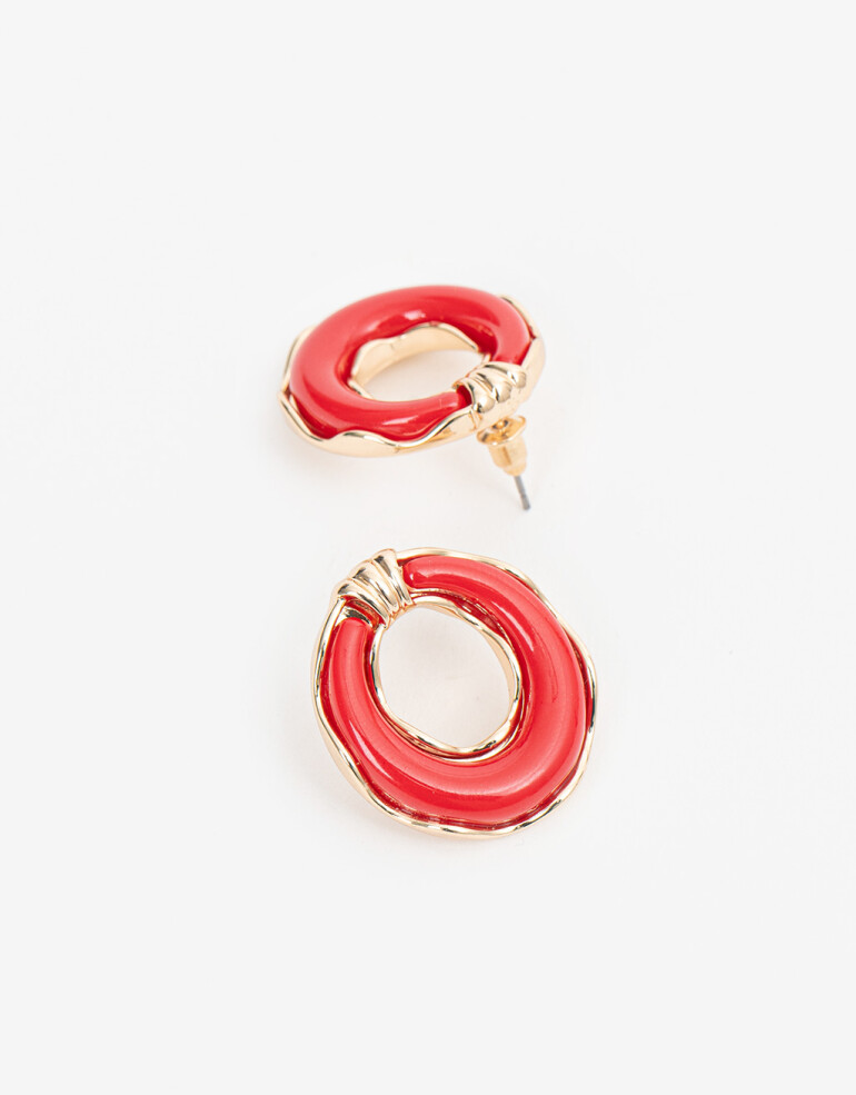 Aros Colgantes Cortos Acrilico Aros Cortos Resina - Rojo Medio