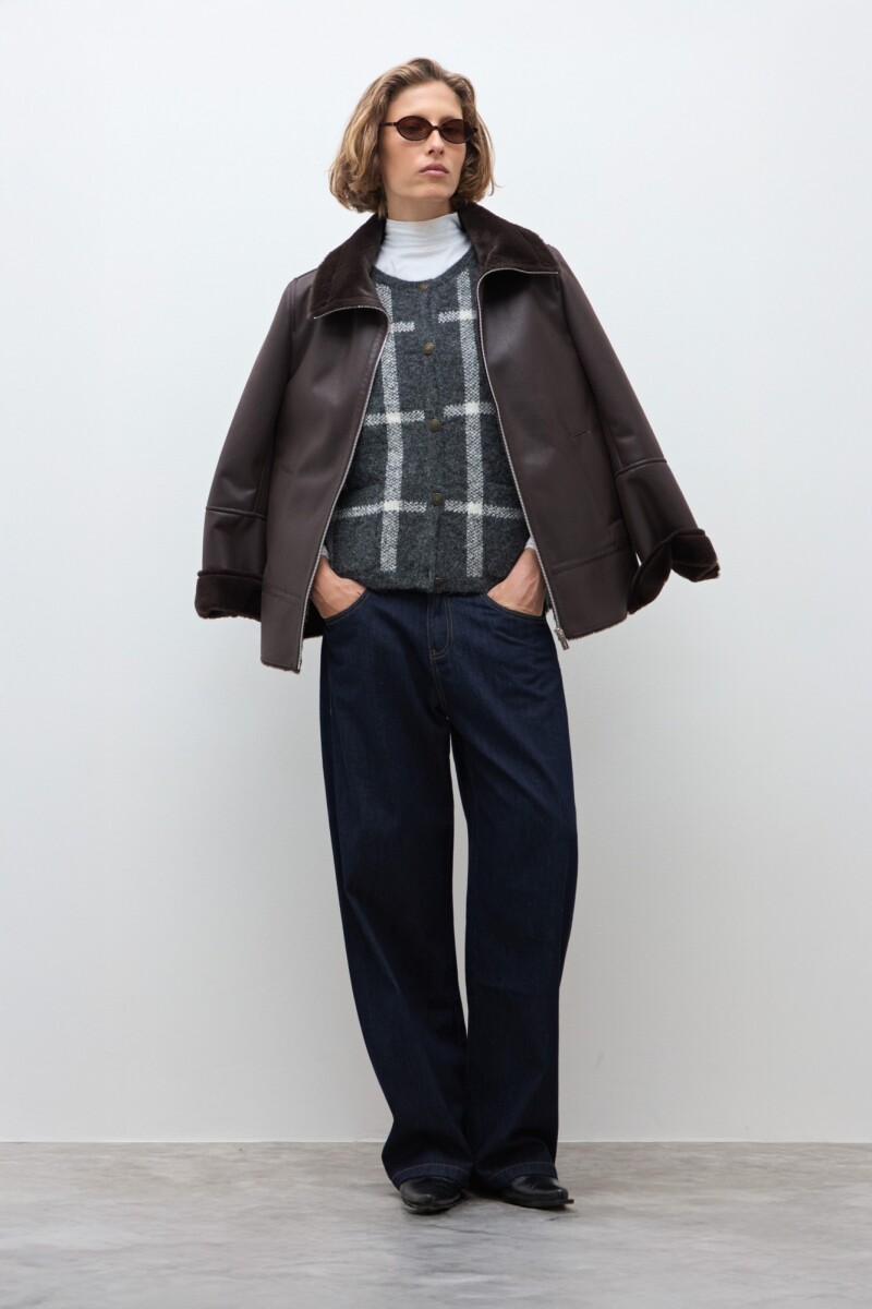 Chaleco jacquard cuadros - gris oscuro 