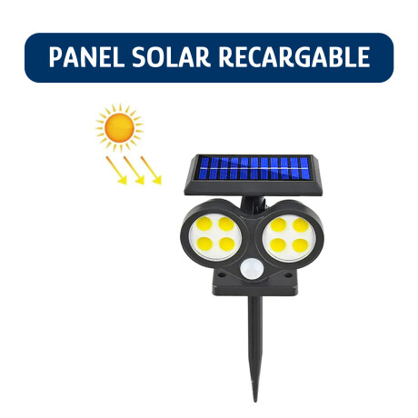 Foco Solar de Exterior 2 Paneles Led Ajustables c/Sensor Mov Negro
