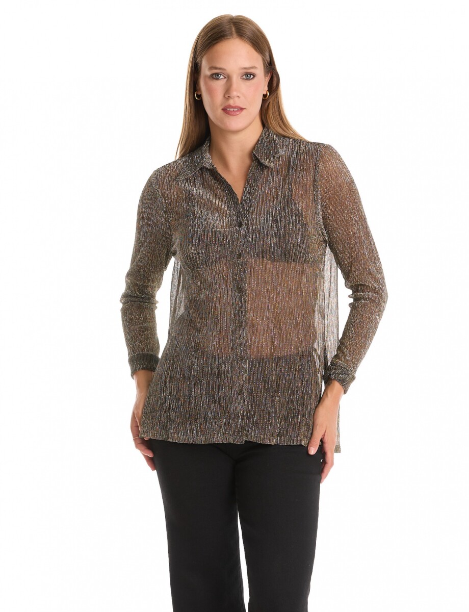 Camisa Metalizada - Negro/dorado 