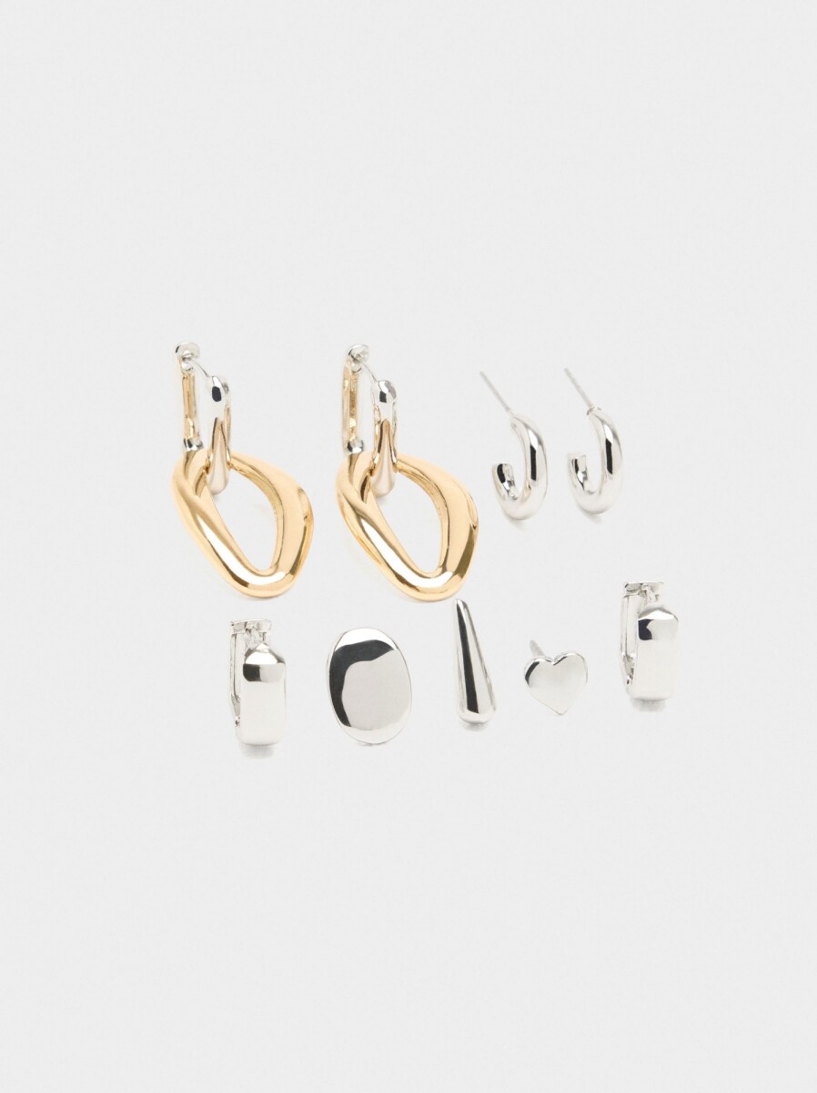 Set De Pendientes Y Aros - bicolor 