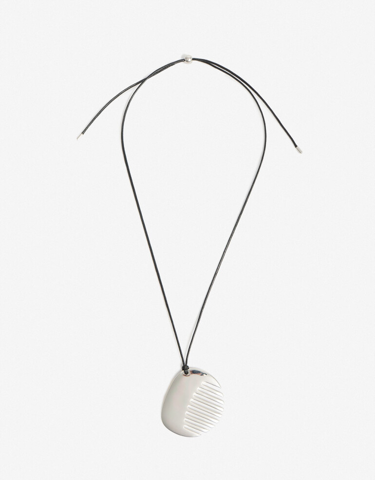 Collares Largos Metal Collar Largo Maxi Pieza Metal - Plateado Rodio