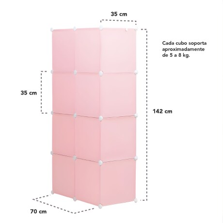 Armario Plastico Lumax 8 Compartimentos Desmontable Rosado
