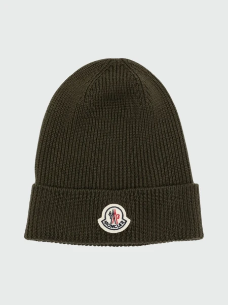 Moncler - Gorro de lana con logo Verde