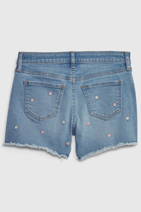 Short De Jean Estampado Niña Bouquet Embroider Pink
