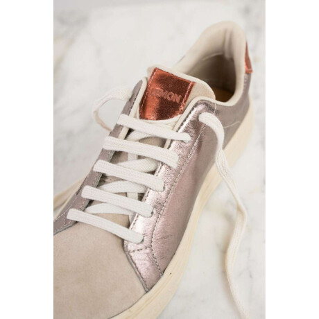 Zapatilla Combinada Cuero Peltre