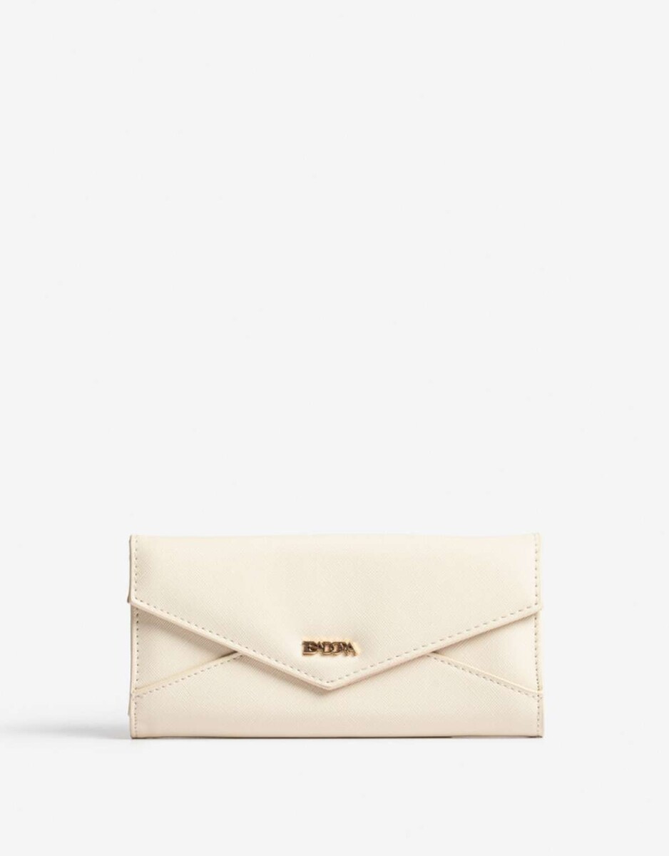 Billetera Fichero Con Solapa - Blanco Crudo 