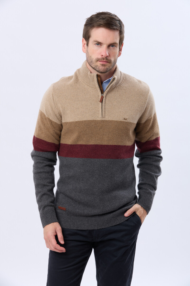 BUZO TEJIDO A RAYAS - Gris 