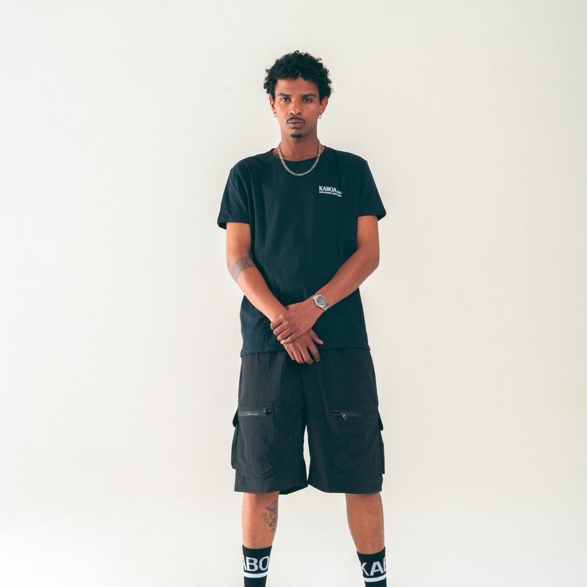 BERMUDA NYLON - LOGO NEGRO 