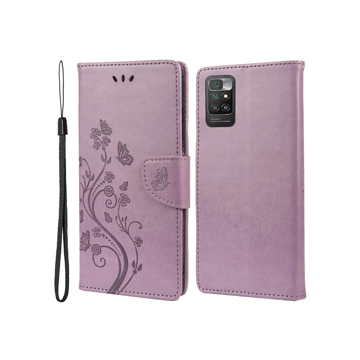 Flip cover Xiaomi Redmi 10 diseño flores violeta 