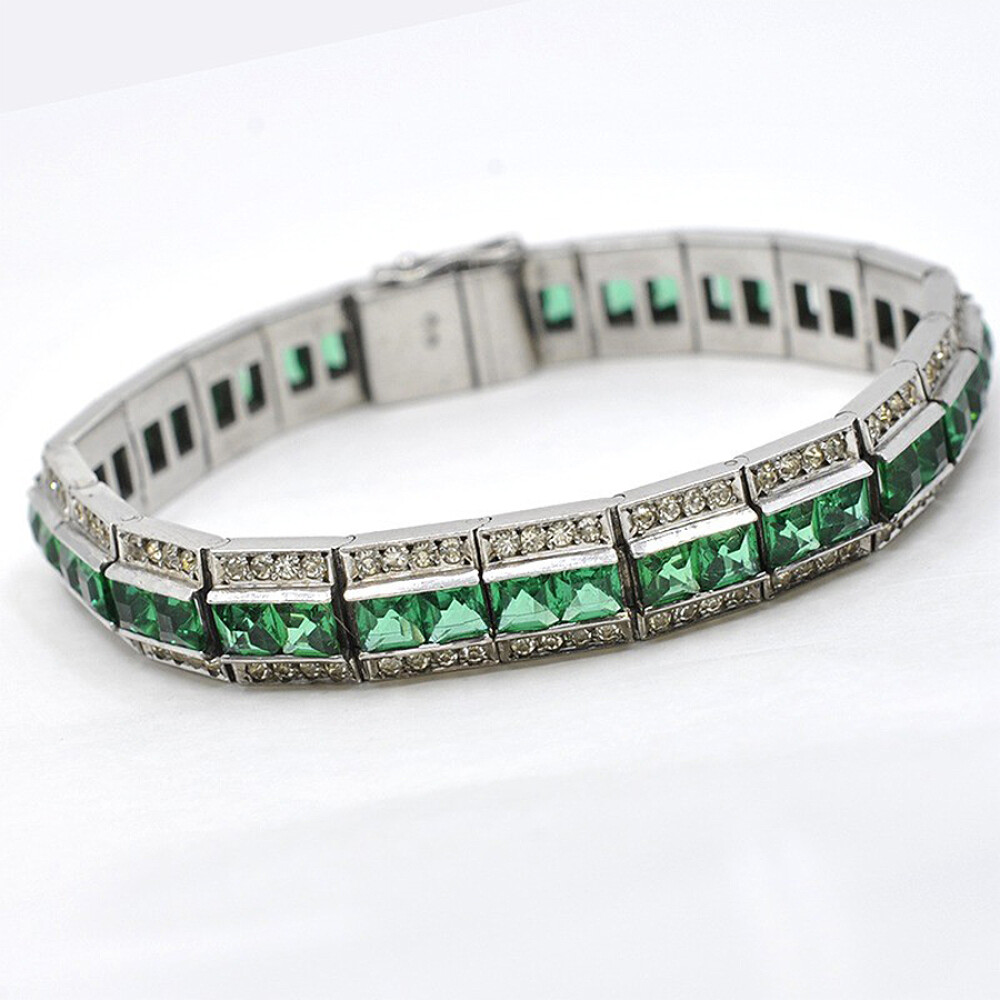 Magnifica Pulsera Antigua En Plata Y Piedras Sinteticas Con Punzon Frances. Circa 1880-1920'S Aprox. Magnifica Pulsera Antigua En Plata Y Piedras Sinteticas Con Punzon Frances. Circa 1880-1920'S Aprox.