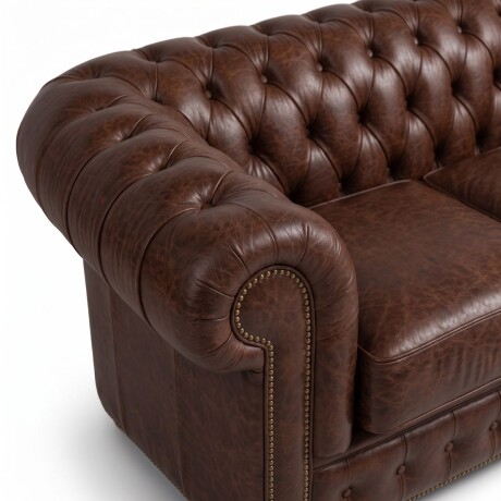 Sofá Chesterfield Novo - Cuero Básico - 2 cuerpos New Brown - (Preventa)